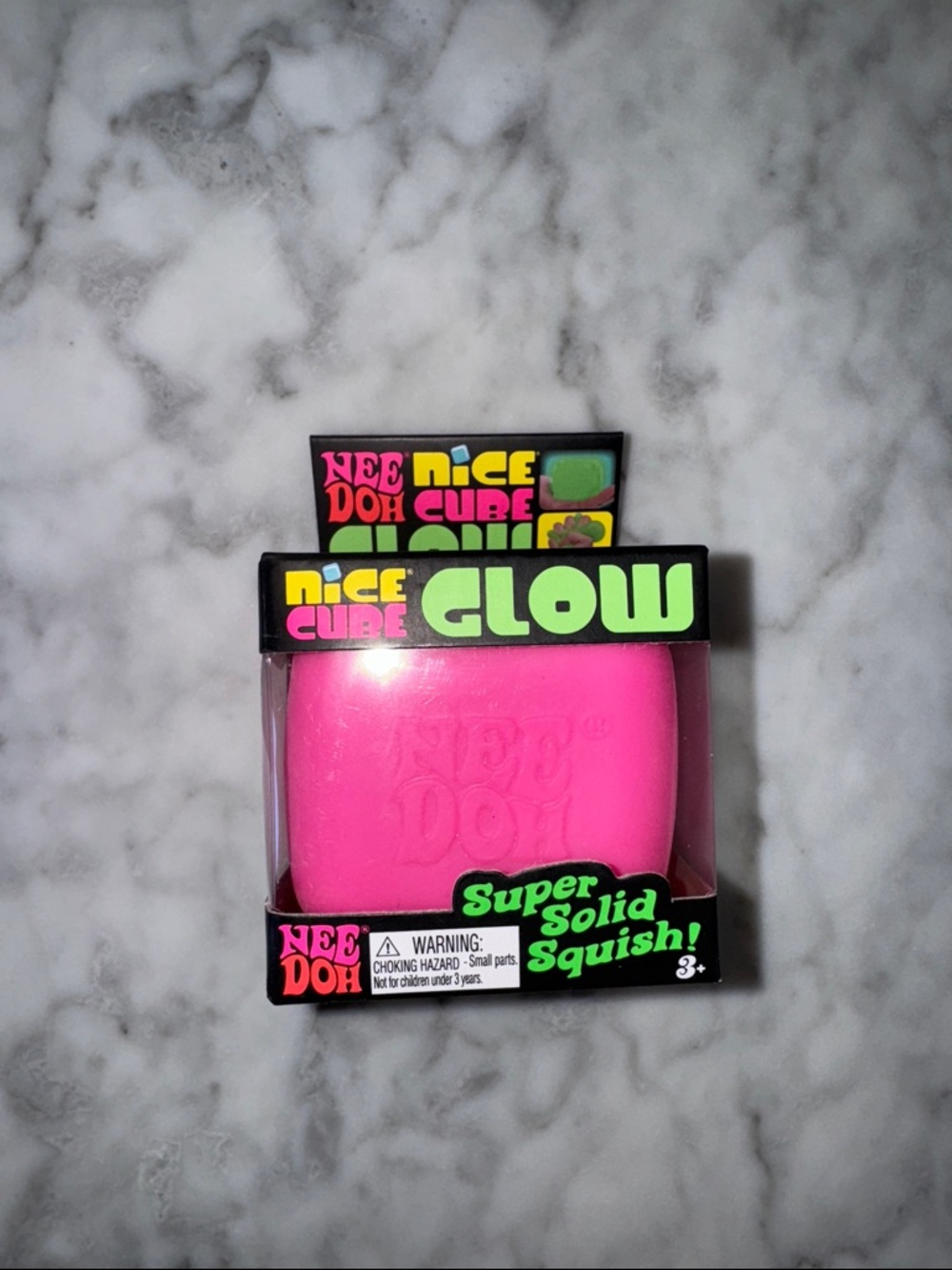 NEW Nee Doh VIRAL Nice Cube Glow Super Solid Squish - Hot Pink